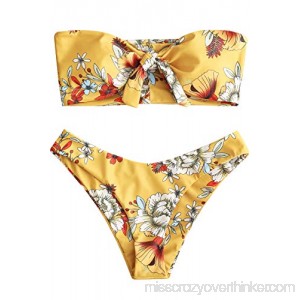 Hotelvs Women Sexy Bow Knot Bikini Bandeau Floral Printed Two-Piece Swimsuits Bathing Suits Yellow B07PFGG391